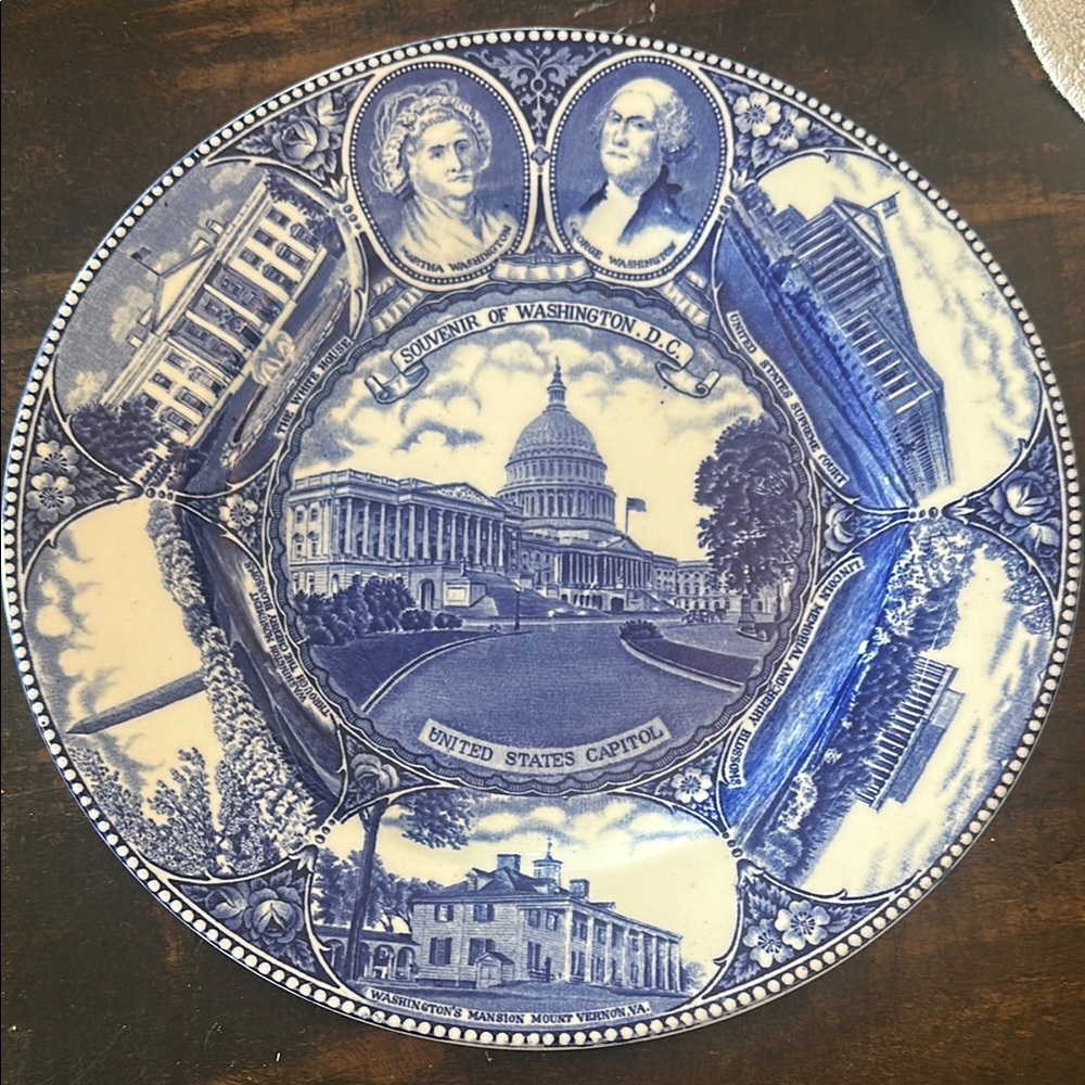 Blue Souvenir Plate - Washington D.C. Design
